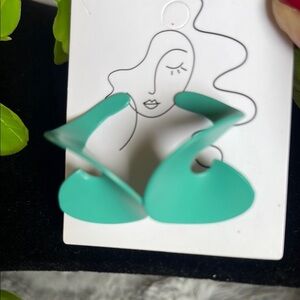 1980 teal  spiral earrings vintage funky fun costume Jewerly